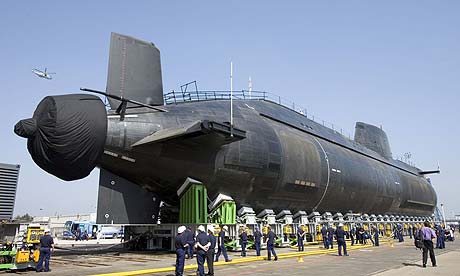 HMS Astute is launched at the BAE Systems shipyard in Barrow-in-Furness, Cumbria