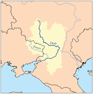 Map showing the Don and Donets rivers