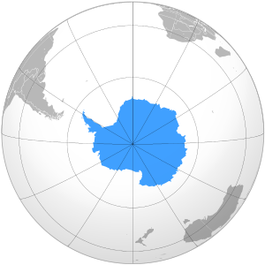 Antarctica: orthographic projection; created w...