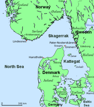 Map of Skagerrak and Kattegat (Denmark, Norway...