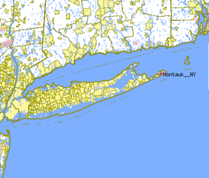 Map showing the location of Montauk, New York ...