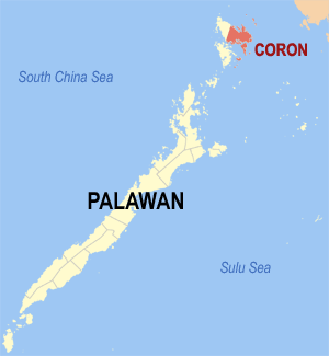 English: Map of Palawan showing the location o...